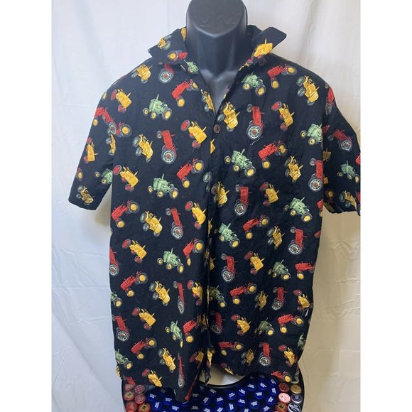 Max Boxxer Button-Front Shirt Short Sleeve Tractors Mens Size Medium - Picture 1 of 4